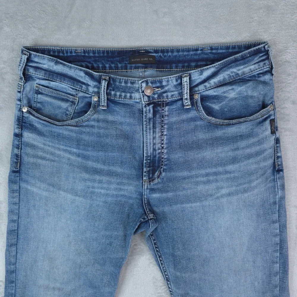 Silver Jeans Mens 36x30‎ Blue Grayson Easy Fit Straight Leg Stretch Denim